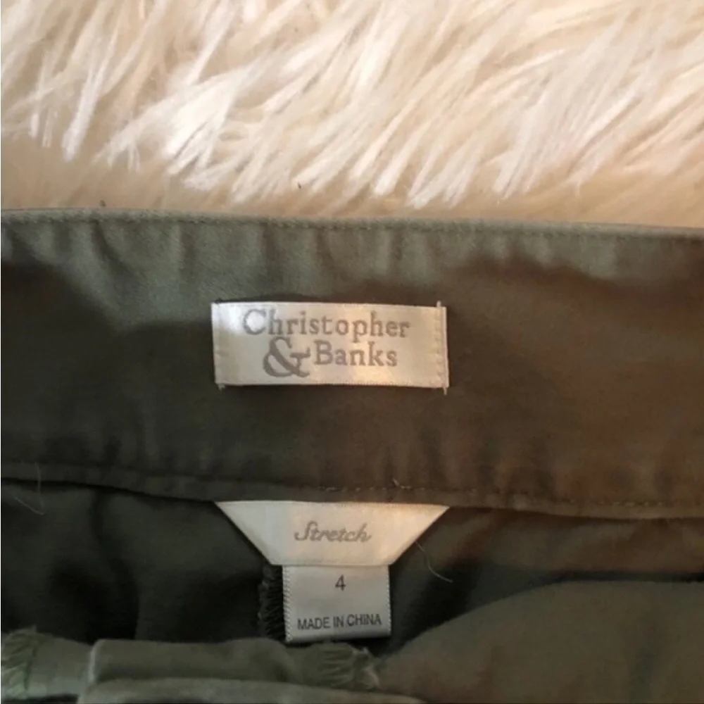 Christopher & Banks Skirt Khaki Green Stretch Casual